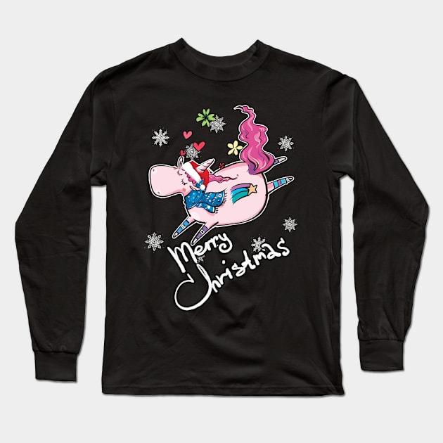 Christmas Unicorn Snowflake Holiday Gifts Girls Kids Women Long Sleeve T-Shirt by BuzzTeeStore